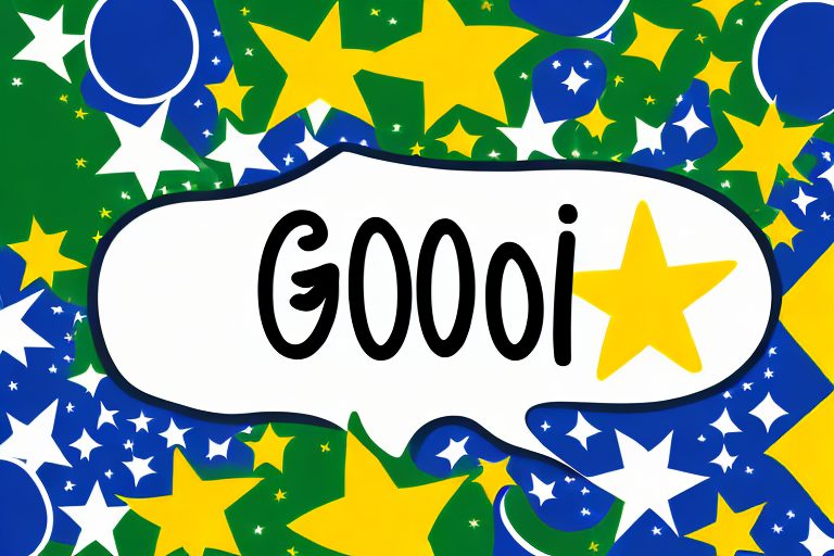 A brazilian flag with a speech bubble containing a positive