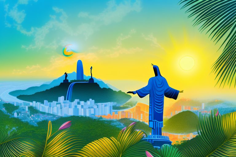 The sun rising over a vibrant brazilian landscape