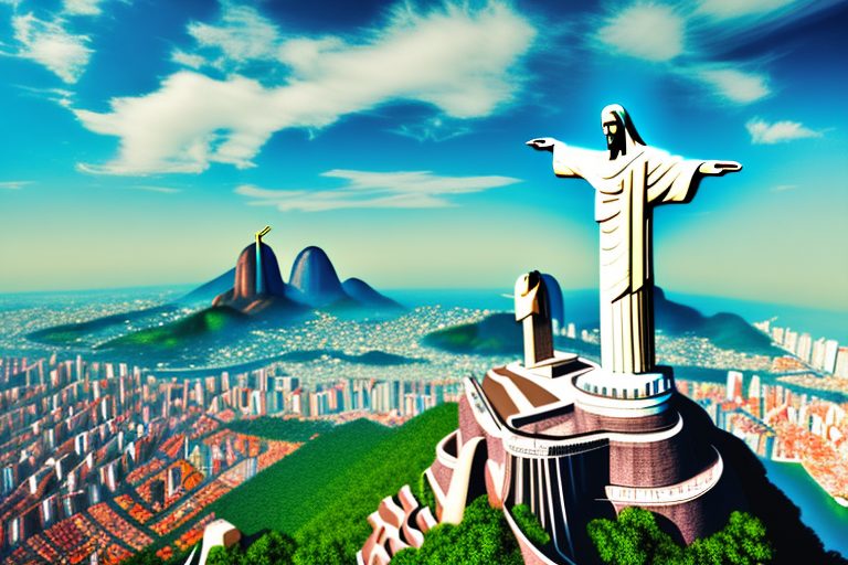 The iconic christ the redeemer statue with a vibrant