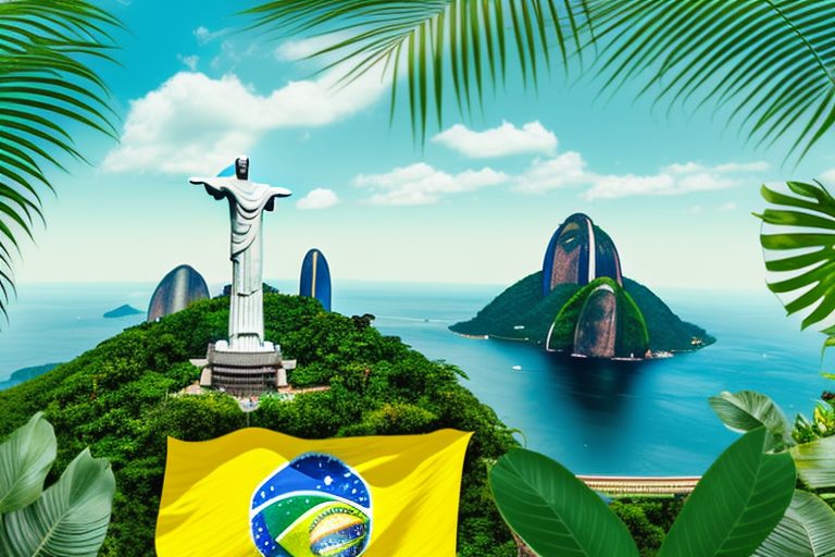 Iconic brazilian landmarks like the christ the redeemer statue and sugarloaf mountain