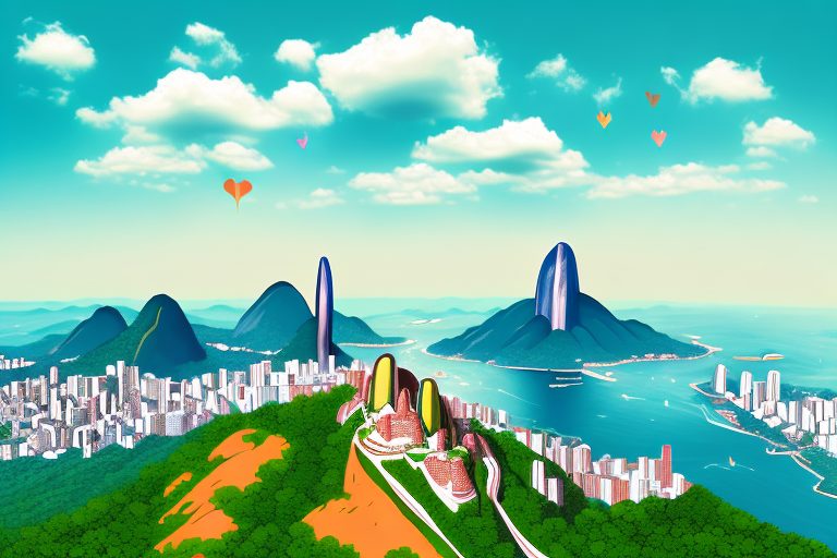 The iconic brazilian landmarks like christ the redeemer and sugarloaf mountain