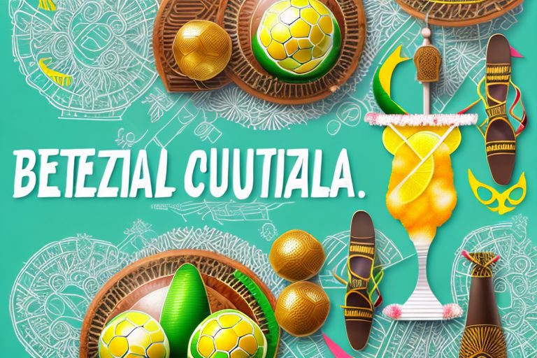 Various elements representing brazilian culture like a samba drum