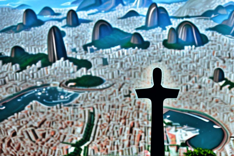 A speech bubble emerging from the iconic christ the redeemer statue in rio de janeiro