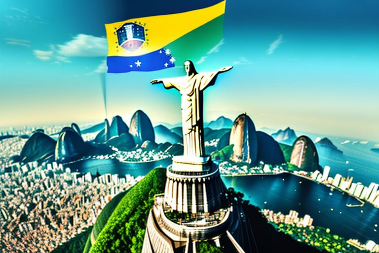 The iconic christ the redeemer statue with the backdrop of rio de janeiro