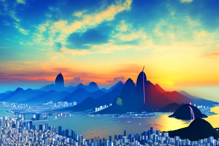 A sunset over the iconic rio de janeiro skyline