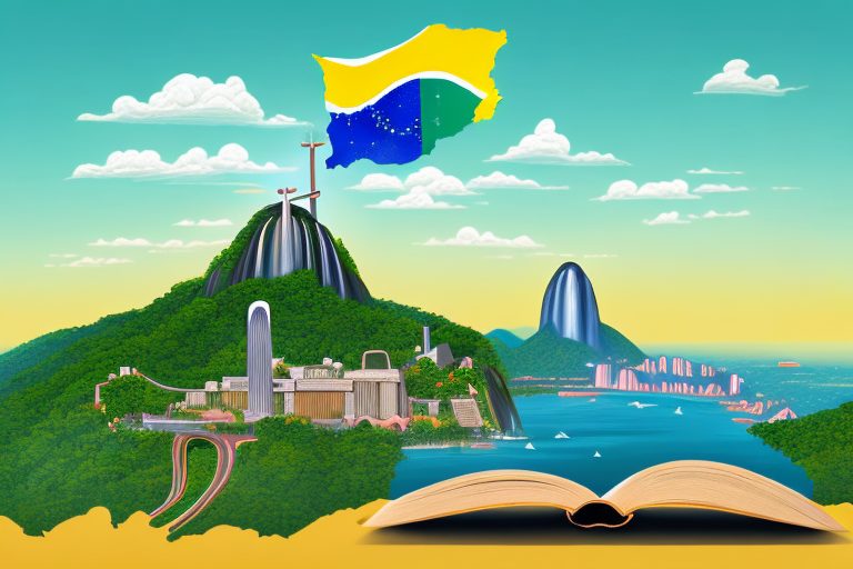 A vibrant brazilian landscape featuring iconic landmarks such as the christ the redeemer statue and sugarloaf mountain