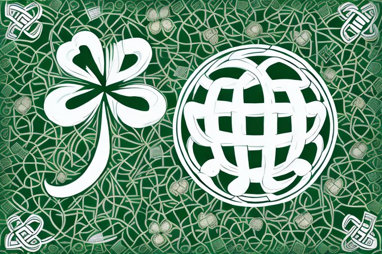 A four-leaf clover entwined with a symbolic brazilian item