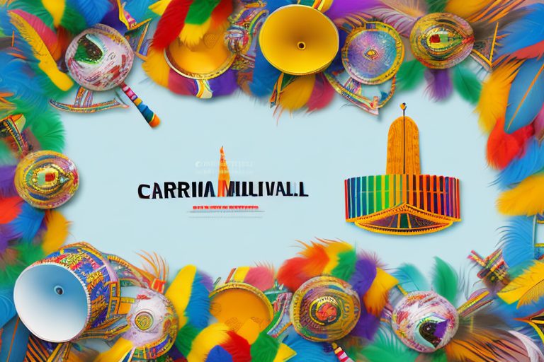 Colorful carnival props like masks