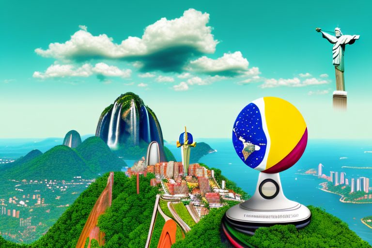 A vibrant brazilian landscape with iconic landmarks like the christ the redeemer statue and sugarloaf mountain