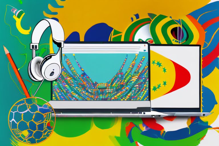 A laptop with headphones