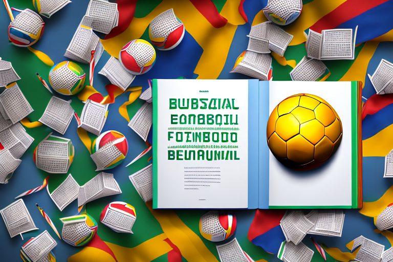 A stack of books with iconic brazilian symbols such as the christ the redeemer statue