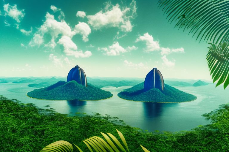 A film reel with iconic brazilian landmarks like christ the redeemer
