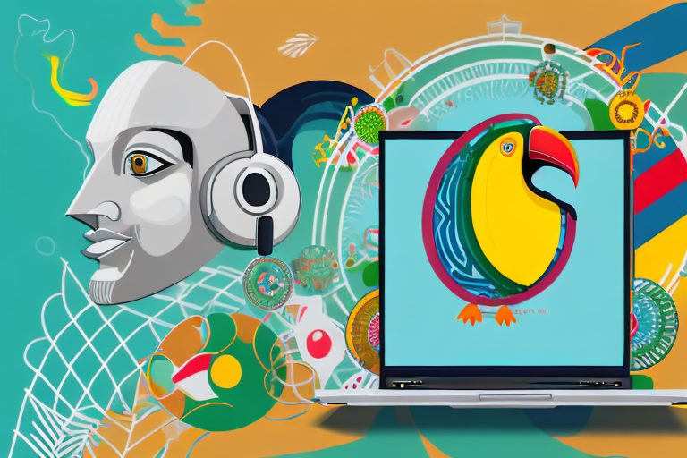 A laptop with headphones