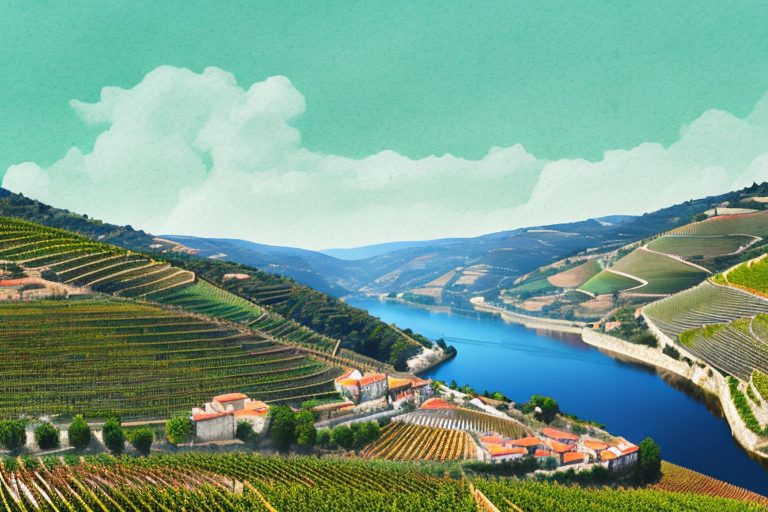 The douro river winding through a scenic portuguese landscape