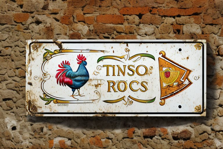 A traditional portuguese street sign with an arrow