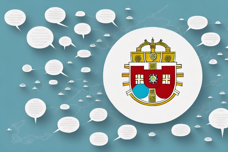 A speech bubble emerging from a stylized map of portugal