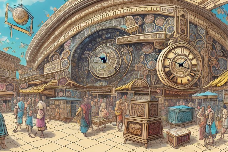 A bustling marketplace with various stalls selling a myriad of goods