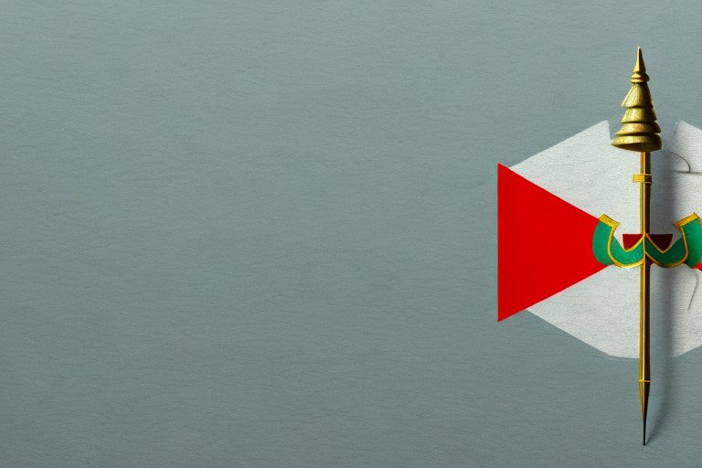 A symbolic representation of the portuguese flag with an arrow pointing towards it