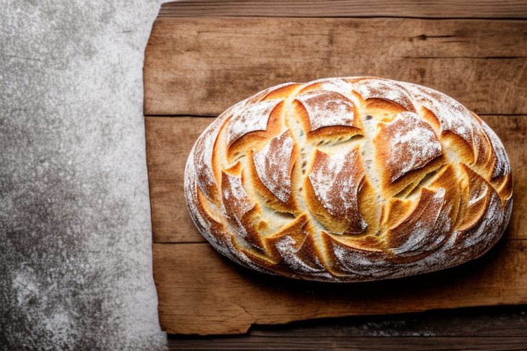 A traditional portuguese bara bread loaf on a rustic wooden table