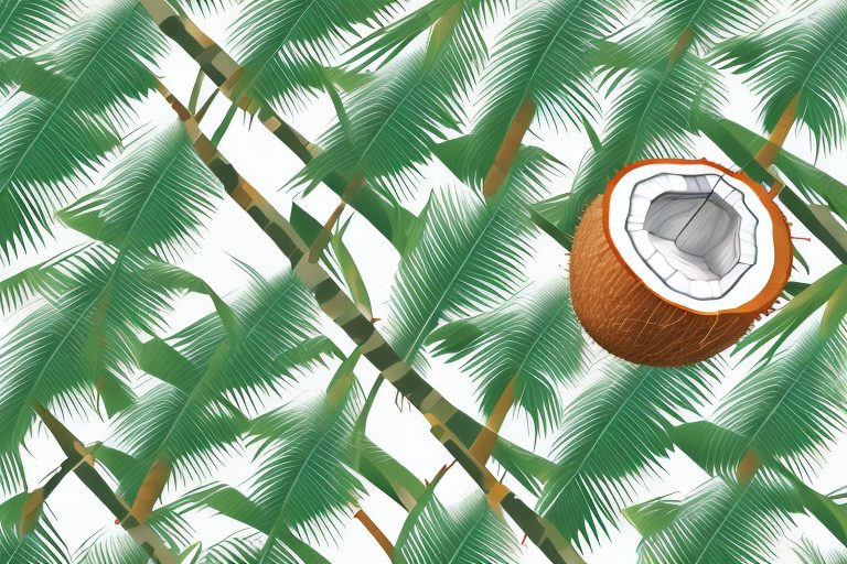 A coconut tree with ripe coconuts