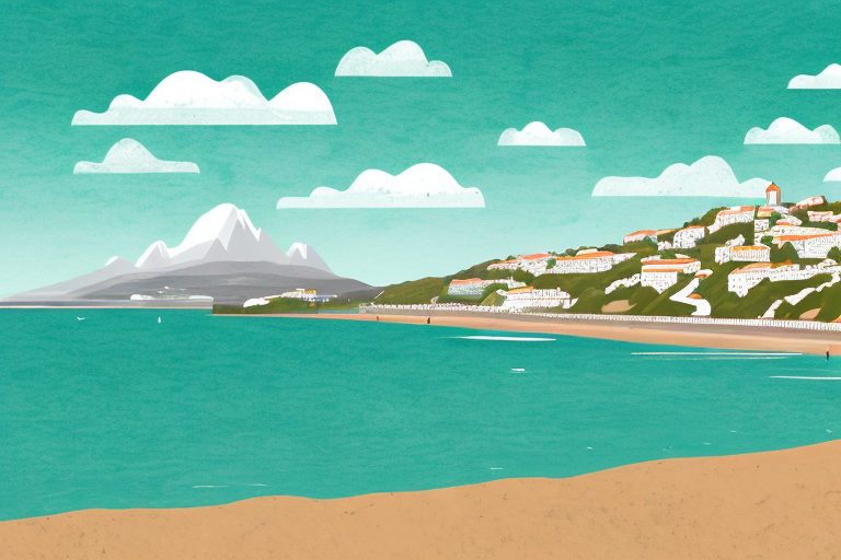 A scenic portuguese landscape featuring a beach