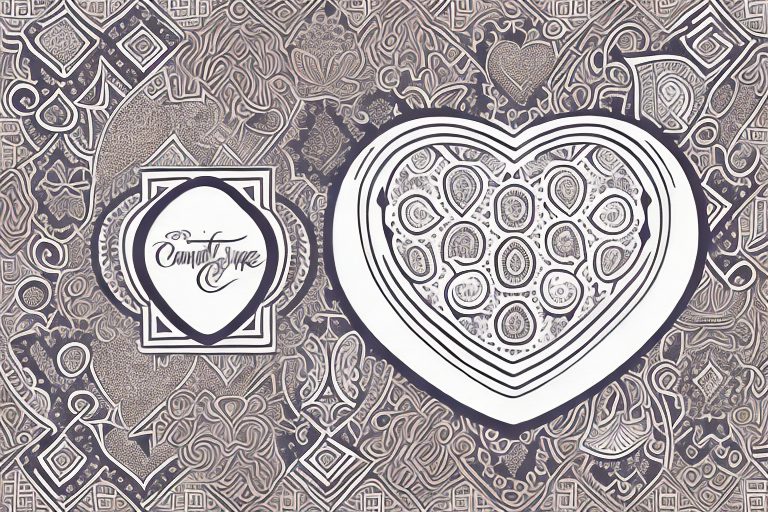 A heart-shaped object adorned with traditional portuguese patterns and elements