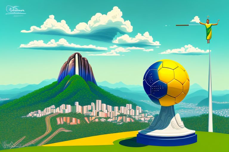 A vibrant brazilian landscape with iconic landmarks like the christ the redeemer statue and the sugarloaf mountain