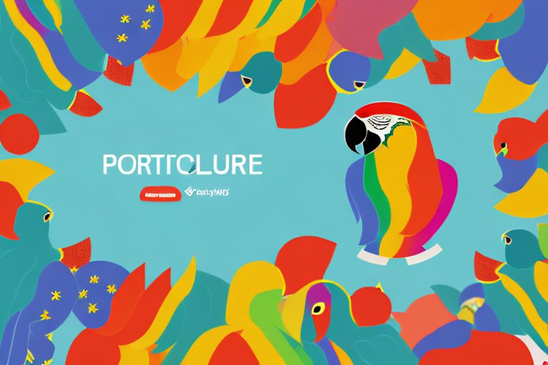 A speech bubble emerging from a colorful parrot
