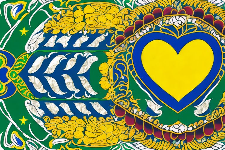 A heart-shaped icon infused with elements of brazilian culture such as the national flower (ipe-amarelo)