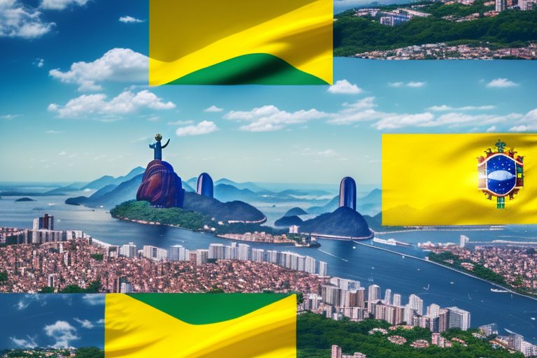 The brazilian and portuguese flags merged together