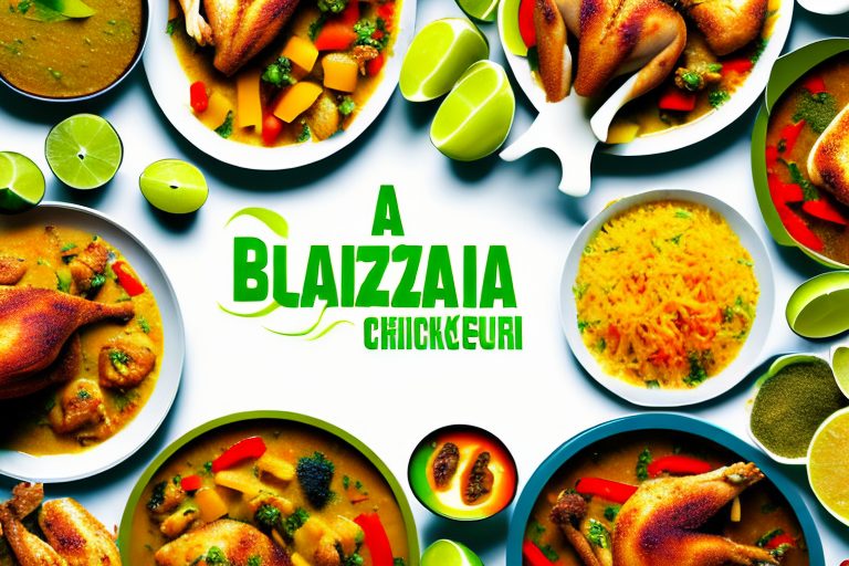 A variety of brazilian-style prepared chicken dishes