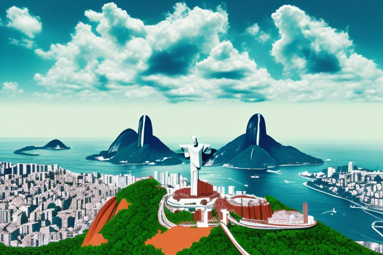 Iconic brazilian landmarks like the christ the redeemer statue and sugarloaf mountain